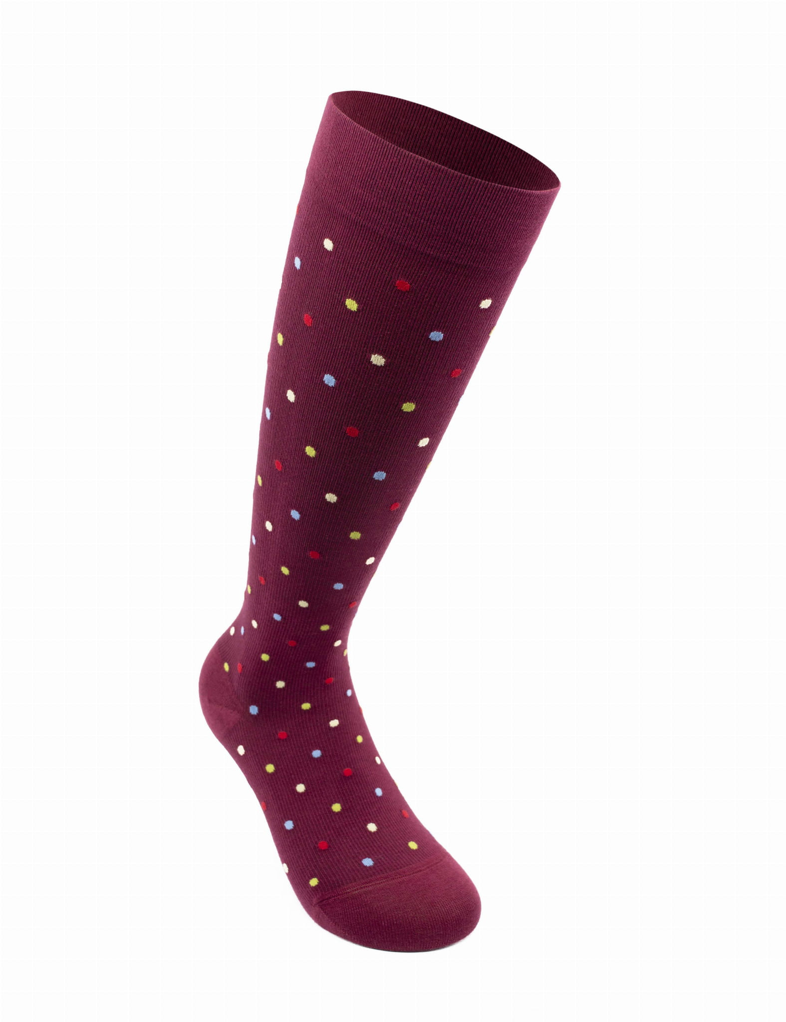 RELAXSAN  Fancy Socks Podkolanówki uciskowe z bawełny - bordowe w kropki CCL1