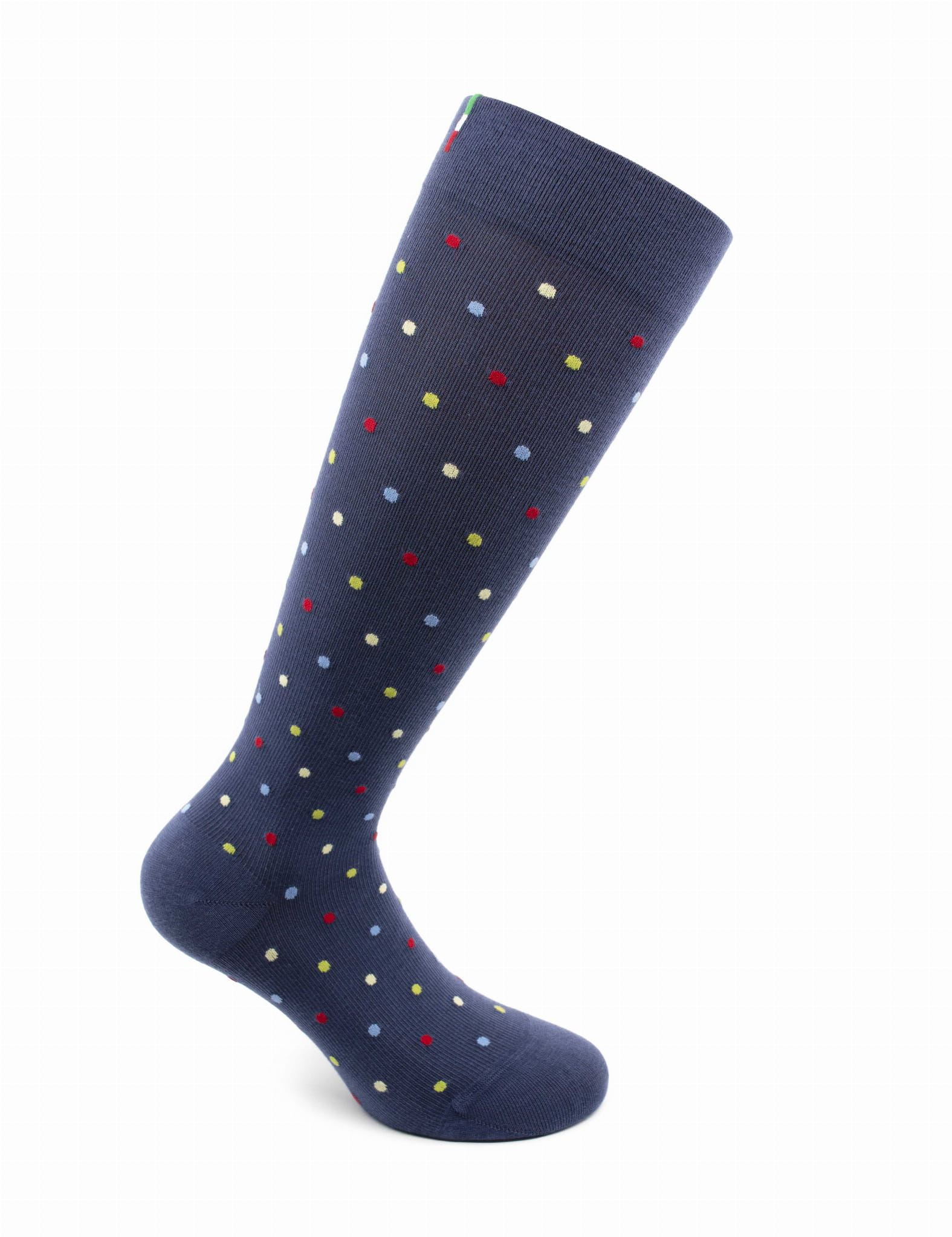 RELAXSAN  Fancy Socks Podkolanówki uciskowe z bawełny - niebieskie w kropki CCL1